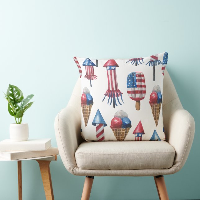 PATRIOTIC FIREWORKS POPSICLES ICE CREAM CUSHION (Chair)