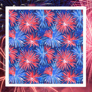 Patriotic Fireworks / Red White Blue Party  Napkin