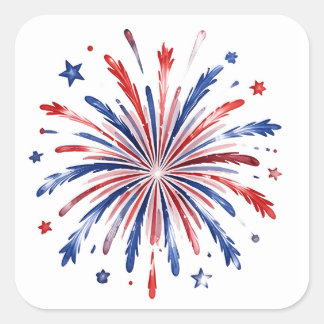 Patriotic fireworks square sticker