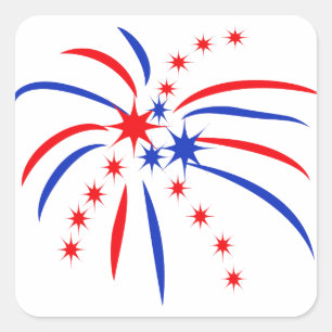 Patriotic Fireworks Square Sticker