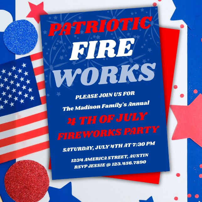 Patriotic Fireworks USA Summer Party Invitation (Creator Uploaded)
