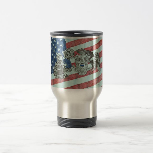 Patriotic First Responder Travel Mug (Center)