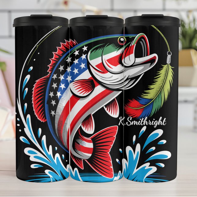 Patriotic Fish Leaping Water Lure Thermal Tumbler (Creator Uploaded)