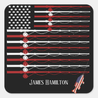 Patriotic fish on flag fishing rods