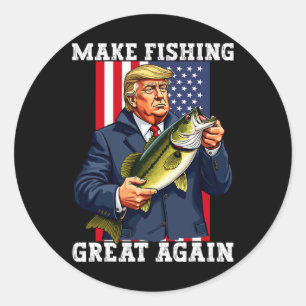 Patriotic Fisherman make Fishing Great Again' Funn Classic Round Sticker