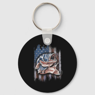 Patriotic Fishing 4th Of July Men Amercian Flag B  Key Ring