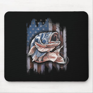 Patriotic Fishing 4th Of July Men Amercian Flag B  Mouse Pad