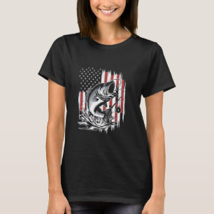 Patriotic Fishing American Flag Vintage USA Bass F T-Shirt