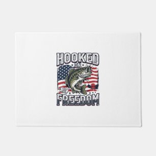 Patriotic Fishing Hooked On Freedom Vintage Bass Doormat