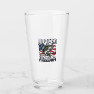 Patriotic Fishing Hooked On Freedom Vintage Bass Glass