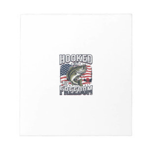 Patriotic Fishing Hooked On Freedom Vintage Bass Notepad