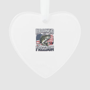Patriotic Fishing Hooked On Freedom Vintage Bass Ornament
