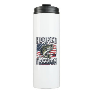 Patriotic Fishing Hooked On Freedom Vintage Bass Thermal Tumbler