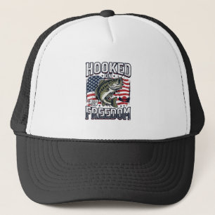 Patriotic Fishing Hooked On Freedom Vintage Bass Trucker Hat