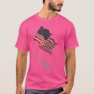 Patriotic Fishing Us Flag Fishing Rod Fisherman Da T-Shirt