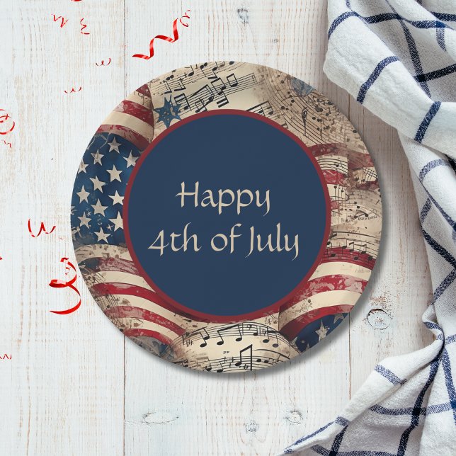 Patriotic Flag 4th of July Party BBQ  Paper Plate (Creator Uploaded)