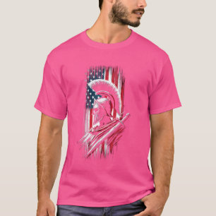 Patriotic Flag American Spartan Warrior Helmet T-Shirt