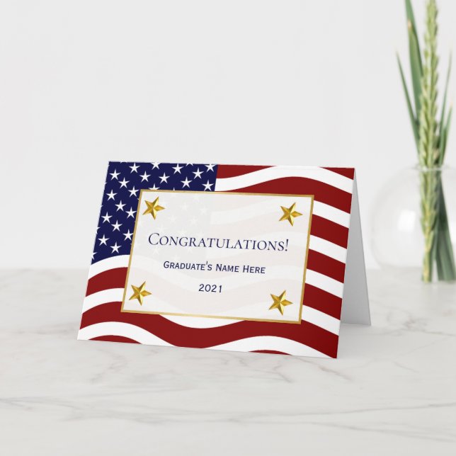 Patriotic Flag Congratulations Graduation Card (Front)