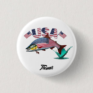 Patriotic Flag Covered Rainbow Trout  3 Cm Round Badge