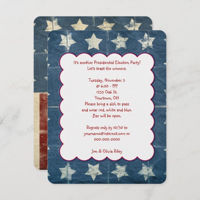 Patriotic Flag Election Party Invitation (Front/Back)