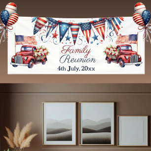 Patriotic Flag Family Reunion 4th July Bunting  Banner