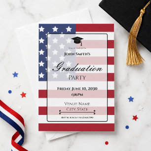 Patriotic Flag Graduation Party Invite