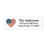 Patriotic Flag Heart Return Address