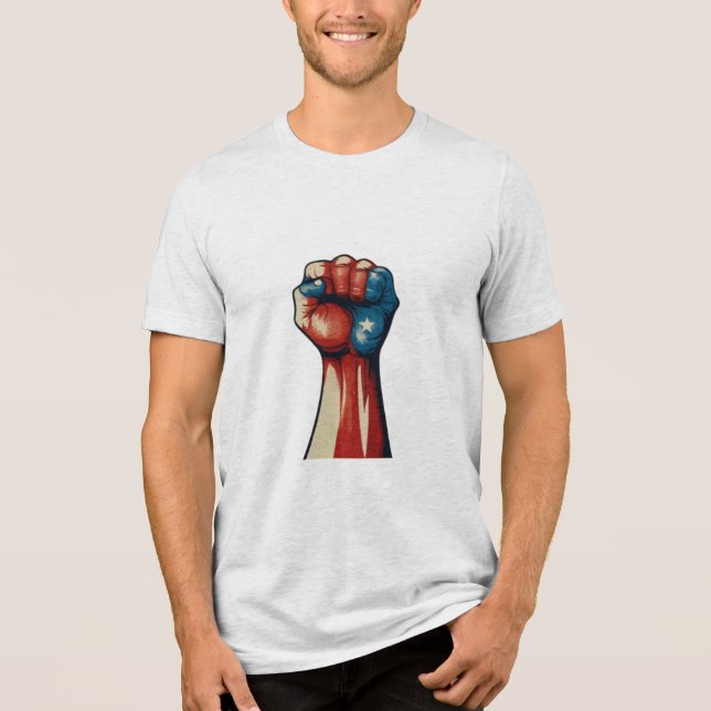 Patriotic Flag & Heart  Tri-Blend Shirt (Front)