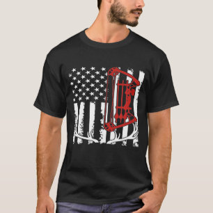 Patriotic Flag Hunting Crossbow Archery Antler T-Shirt