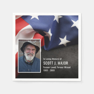 Patriotic Flag In Loving Memory Sympathy Photo Napkin