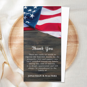 Patriotic Flag Memorial Veteran Military Funeral Thank You Card