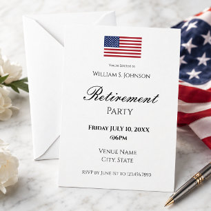 Patriotic Flag Military Retirement Party Invitation