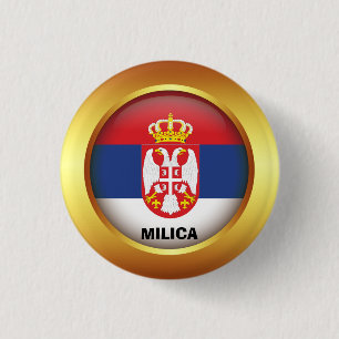 Patriotic flag of Serbia 3 Cm Round Badge