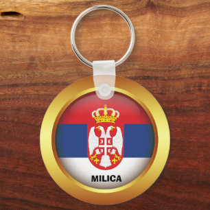 Patriotic flag of Serbia Key Ring