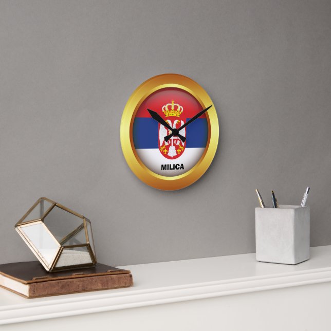 Patriotic flag of Serbia Round Clock (Office)
