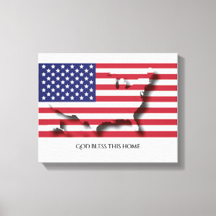 Patriotic Flag of USA AMERICA Customised Text Canvas Print