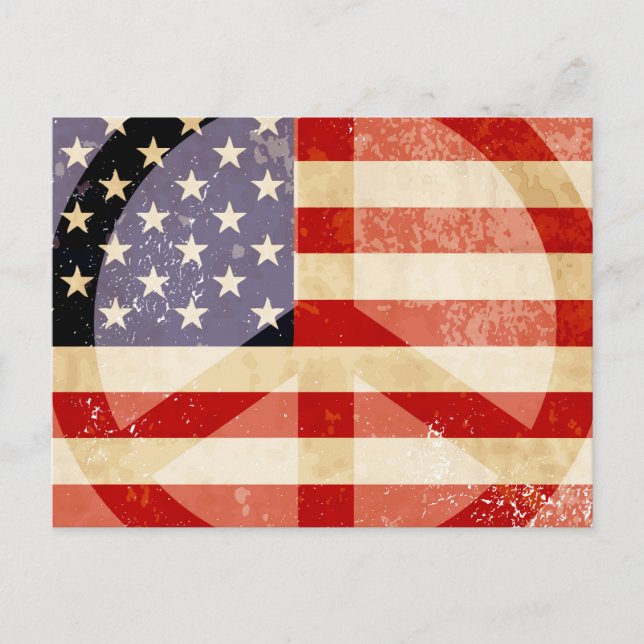 Patriotic Flag Peace Sign Postcard (Front)