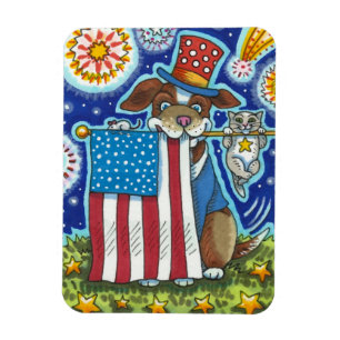 PATRIOTIC FLAG PET DOG CAT MOUSE, CUTE FUNNY MAGNET