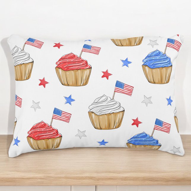 Patriotic Flag Star Cupcake Red White Blue  Decorative Cushion (Creator Uploaded)