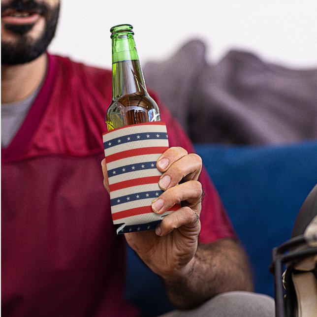 Patriotic Flag Style Stripes Can Cooler (can cooler )