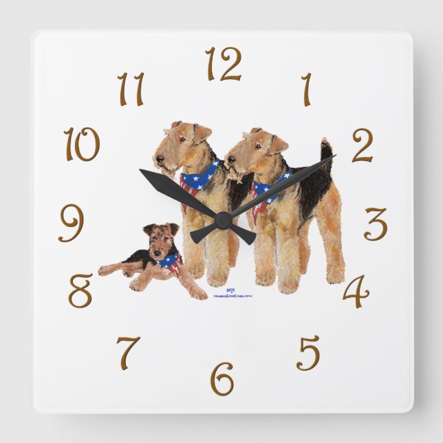 Patriotic Flag Trio Square Wall Clock (Front)