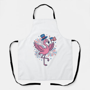 Patriotic Flamingo Fireworks Vector Design_1 Apron
