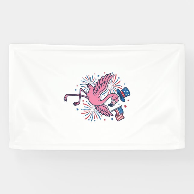 Patriotic Flamingo Fireworks Vector Design_1 Banner (Horizontal)