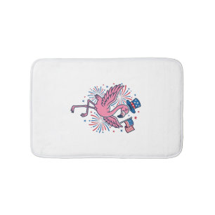 Patriotic Flamingo Fireworks Vector Design_1 Bath Mat