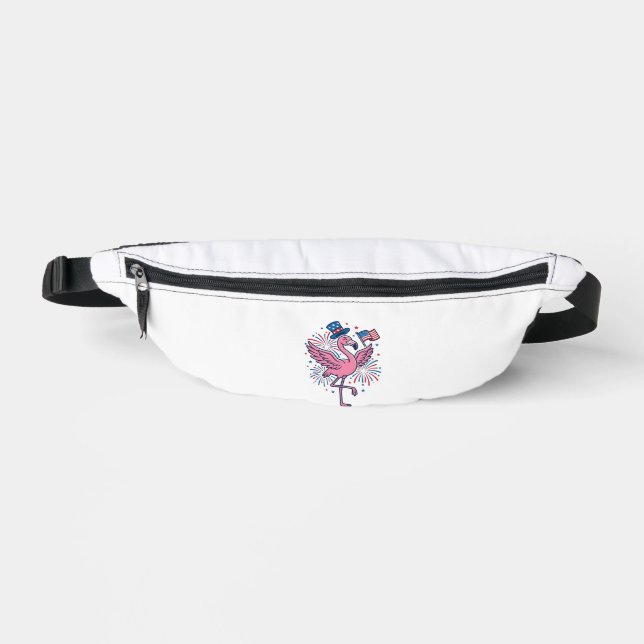 Patriotic Flamingo Fireworks Vector Design_1 Bum Bags (Front)
