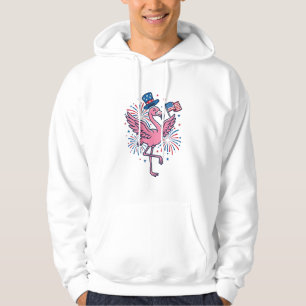 Patriotic Flamingo Fireworks Vector Design_1 Hoodie