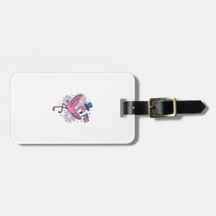 Patriotic Flamingo Fireworks Vector Design_1 Luggage Tag
