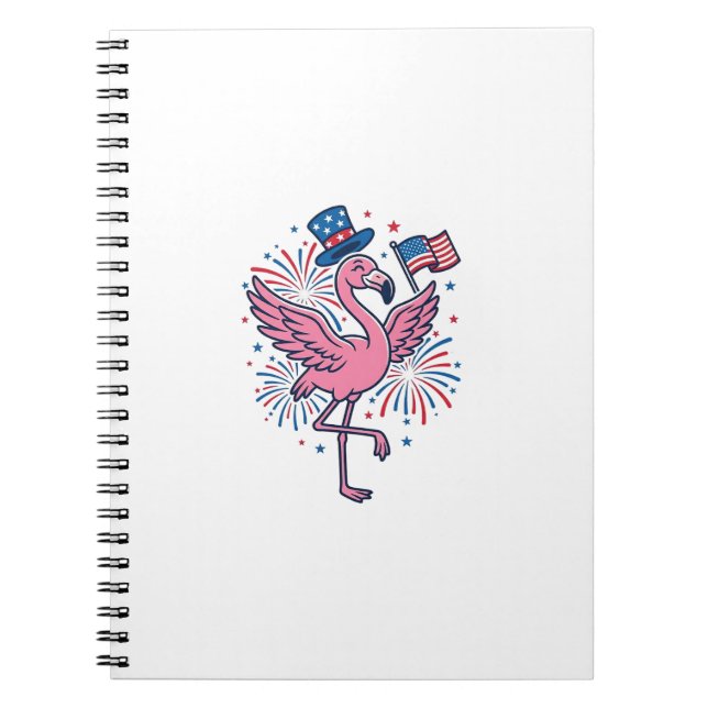 Patriotic Flamingo Fireworks Vector Design_1 Notebook (Front)