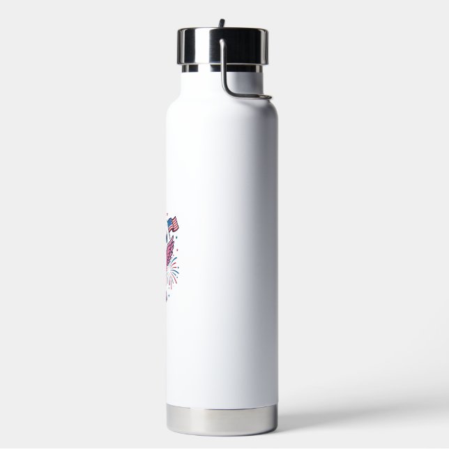 Patriotic Flamingo Fireworks Vector Design_1 Water Bottle (Left)