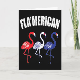 Patriotic Flamingo Red White Blue July 4th Indepen Card